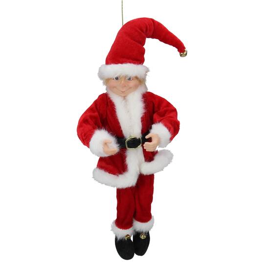Red & White Bendable Elf in a Santa Suit Accent